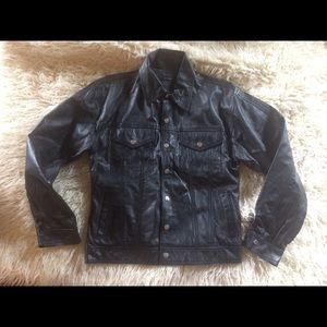 EUC-"Jean Jacket Look" Leather Jacket